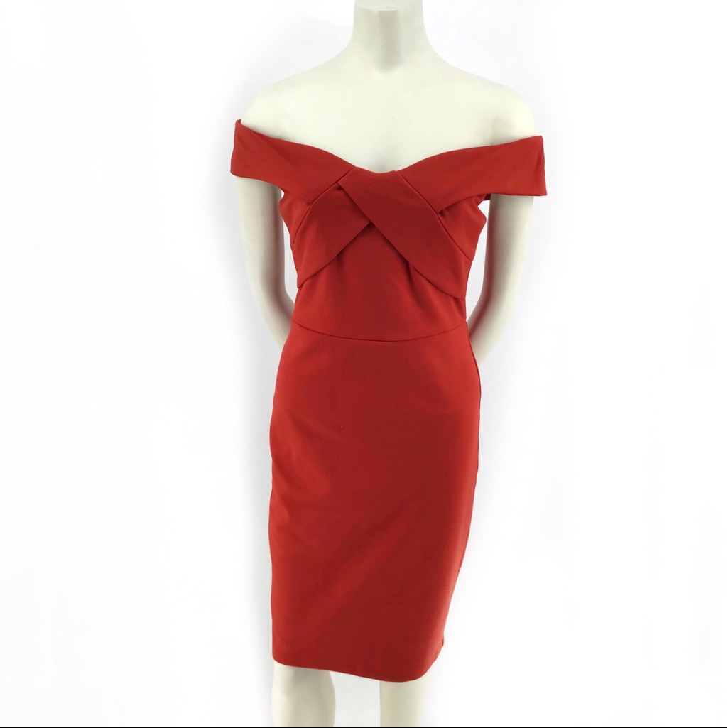 Eva Franco Sophia Red Off Shoulder Dress